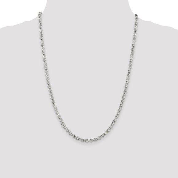4.25mm, Sterling Silver, Hollow Rolo Chain Necklace, 24 Inch - Picture 2 of 8
